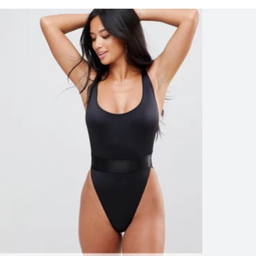 ASOS High Leg Elastic Waist Swimsuit